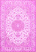 Machine Washable Medallion Pink Traditional Rug, wshtr482pnk