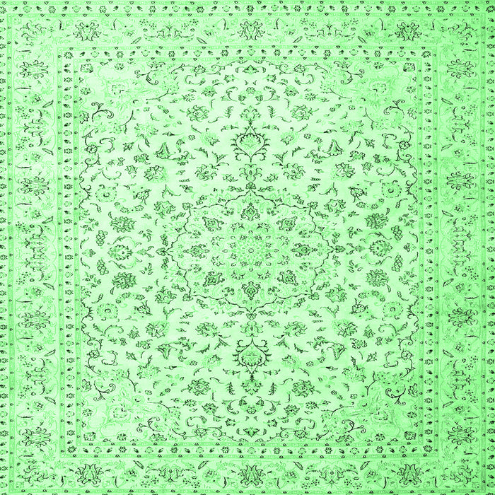 Square Machine Washable Medallion Emerald Green Traditional Area Rugs, wshtr4830emgrn