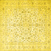 Square Machine Washable Medallion Yellow Traditional Rug, wshtr4830yw