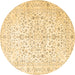 Round Medallion Brown Traditional Rug, tr4830brn