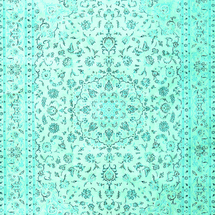 Machine Washable Medallion Turquoise Traditional Area Rugs, wshtr4830turq