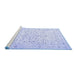 Sideview of Machine Washable Medallion Blue Traditional Rug, wshtr4830blu