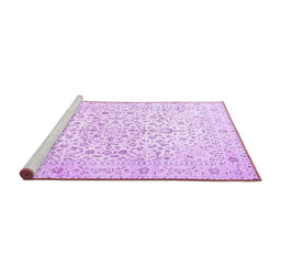 Sideview of Machine Washable Medallion Purple Traditional Area Rugs, wshtr4830pur