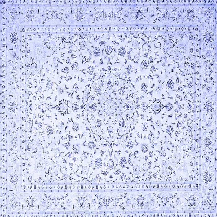 Square Machine Washable Medallion Blue Traditional Rug, wshtr4830blu