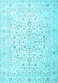 Medallion Light Blue Traditional Rug, tr4830lblu