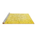 Sideview of Machine Washable Medallion Yellow Traditional Rug, wshtr4830yw