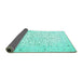 Sideview of Medallion Turquoise Traditional Rug, tr4830turq