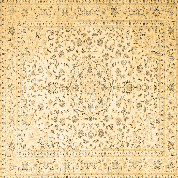 Square Machine Washable Medallion Brown Traditional Rug, wshtr4830brn