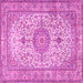 Square Machine Washable Medallion Pink Traditional Rug, wshtr4831pnk