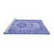 Sideview of Machine Washable Medallion Blue Traditional Rug, wshtr4831blu