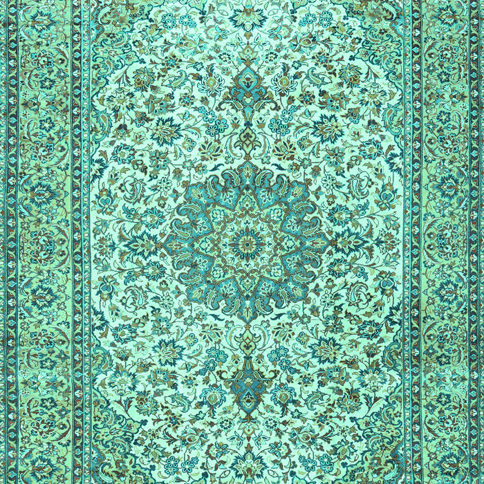 Machine Washable Medallion Turquoise Traditional Area Rugs, wshtr4831turq