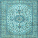 Square Medallion Light Blue Traditional Rug, tr4831lblu