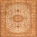 Round Machine Washable Medallion Orange Traditional Area Rugs, wshtr4831org