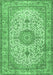 Machine Washable Medallion Emerald Green Traditional Area Rugs, wshtr4831emgrn