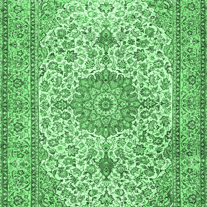 Machine Washable Medallion Emerald Green Traditional Area Rugs, wshtr4831emgrn