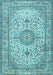 Medallion Light Blue Traditional Rug, tr4831lblu