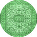 Round Medallion Emerald Green Traditional Rug, tr4831emgrn