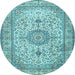 Round Medallion Light Blue Traditional Rug, tr4831lblu