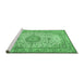 Sideview of Machine Washable Medallion Emerald Green Traditional Area Rugs, wshtr4831emgrn