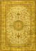 Machine Washable Medallion Yellow Traditional Rug, wshtr4831yw