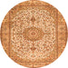 Machine Washable Medallion Orange Traditional Area Rugs, wshtr4831org