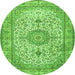 Machine Washable Medallion Green Traditional Area Rugs, wshtr4831grn