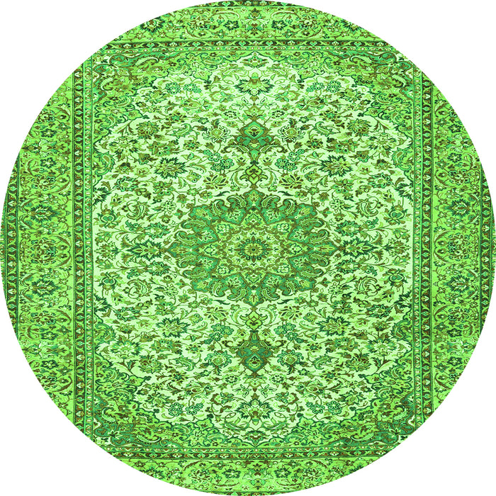 Square Medallion Green Traditional Rug, tr4831grn