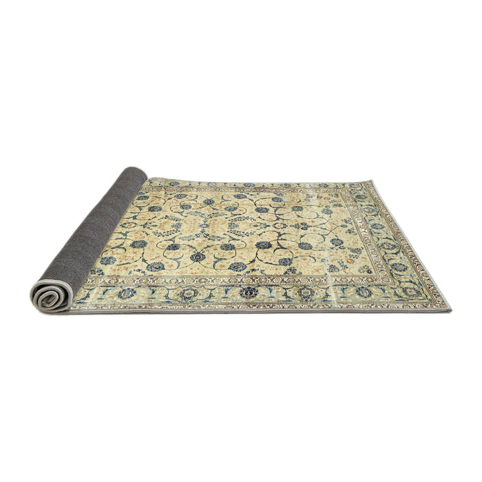 Sideview of Traditional Khaki Gold Persian Rug, tr4832
