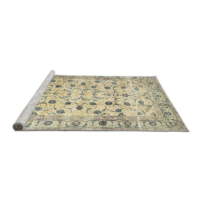 Sideview of Machine Washable Traditional Khaki Gold Rug, wshtr4832