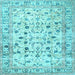 Square Machine Washable Persian Light Blue Traditional Rug, wshtr4832lblu