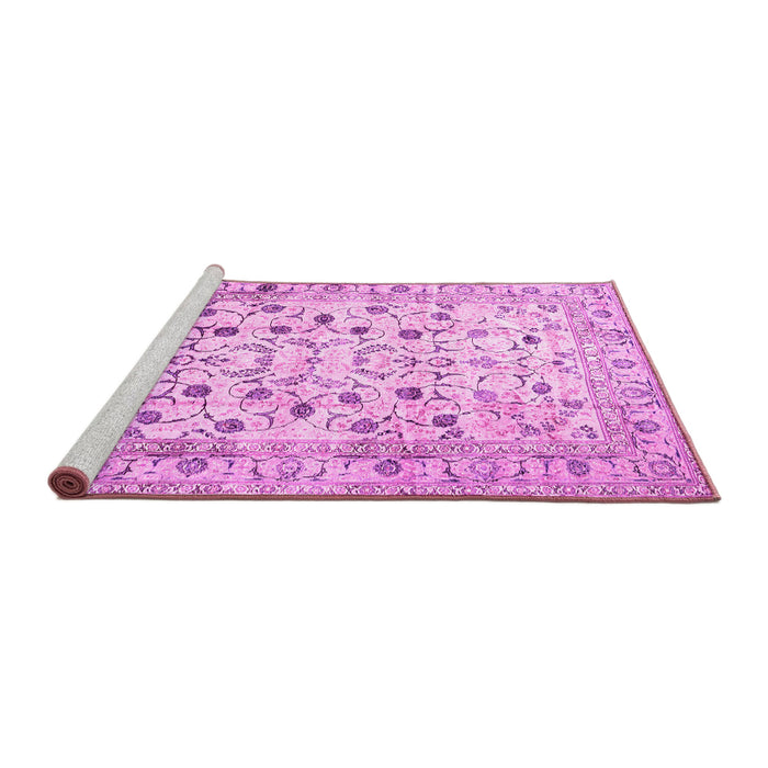 Sideview of Machine Washable Persian Pink Traditional Rug, wshtr4832pnk
