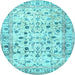 Round Machine Washable Persian Light Blue Traditional Rug, wshtr4832lblu