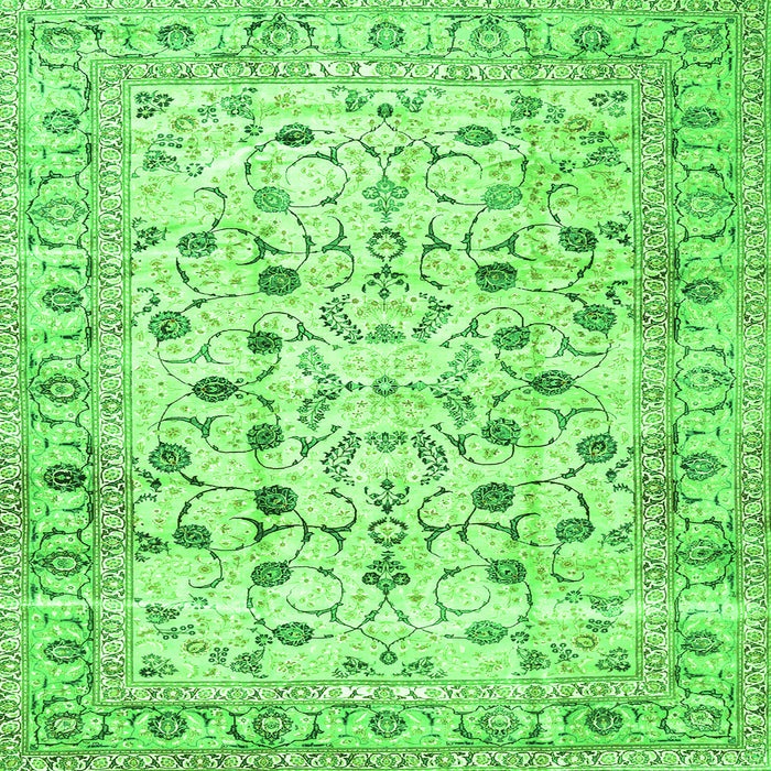 Round Machine Washable Persian Green Traditional Area Rugs, wshtr4832grn