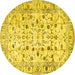 Round Persian Yellow Traditional Rug, tr4832yw