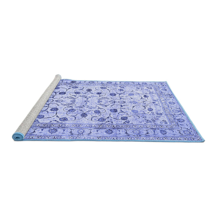 Sideview of Machine Washable Persian Blue Traditional Rug, wshtr4832blu