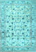 Machine Washable Persian Light Blue Traditional Rug, wshtr4832lblu