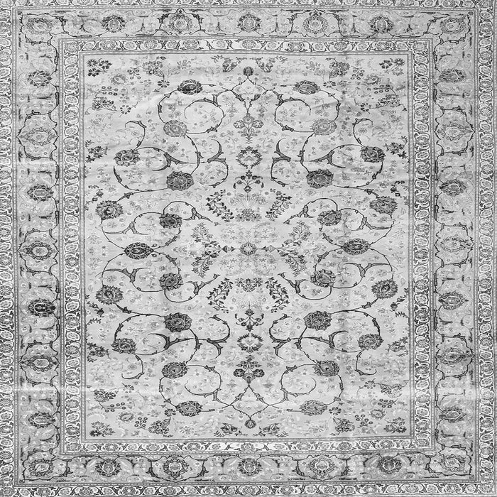 Round Machine Washable Persian Gray Traditional Rug, wshtr4832gry