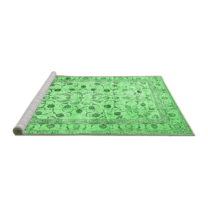 Sideview of Machine Washable Persian Emerald Green Traditional Area Rugs, wshtr4832emgrn