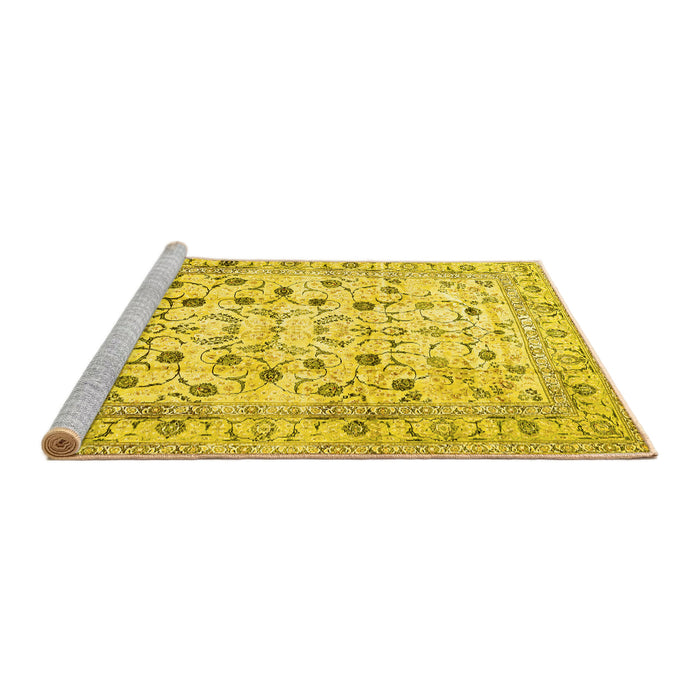Sideview of Machine Washable Persian Yellow Traditional Rug, wshtr4832yw