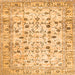 Round Machine Washable Persian Orange Traditional Area Rugs, wshtr4832org