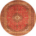 Square Medallion Orange Traditional Rug, tr4833org