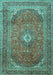 Machine Washable Medallion Turquoise Traditional Area Rugs, wshtr4833turq