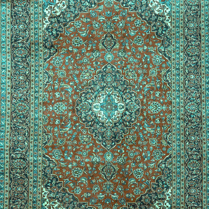 Machine Washable Medallion Turquoise Traditional Area Rugs, wshtr4833turq