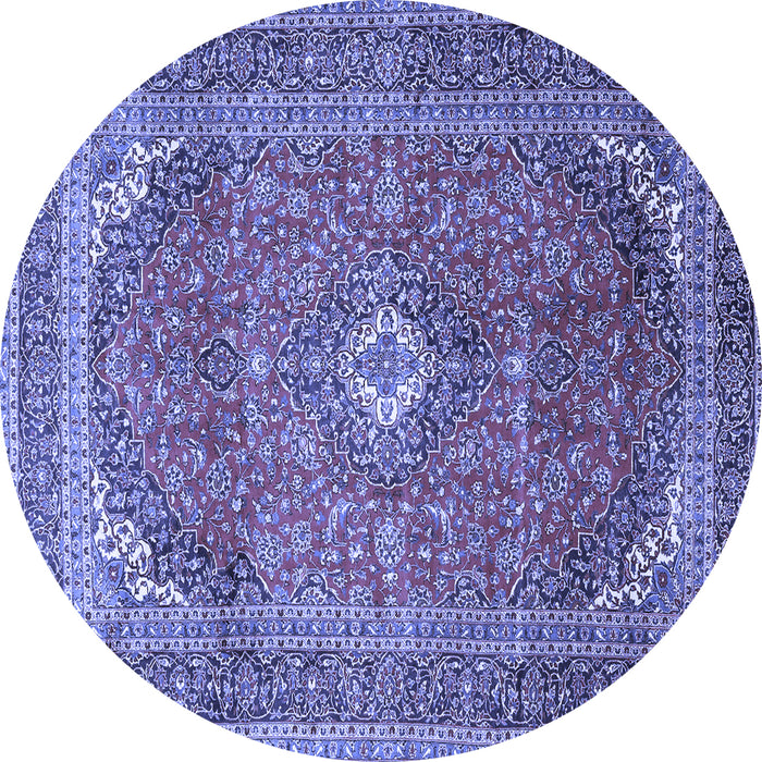 Round Medallion Blue Traditional Rug, tr4833blu