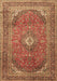 Machine Washable Medallion Brown Traditional Rug, wshtr4833brn