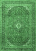 Machine Washable Medallion Emerald Green Traditional Area Rugs, wshtr4833emgrn