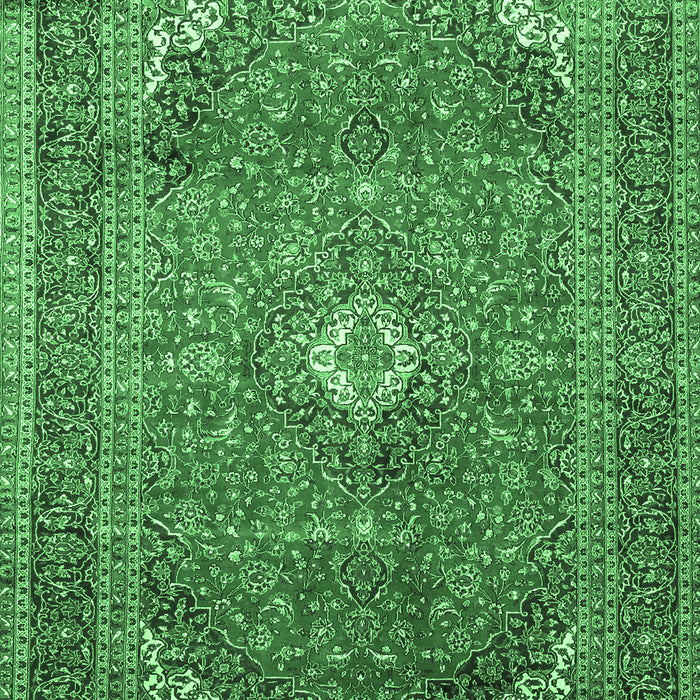 Machine Washable Medallion Emerald Green Traditional Area Rugs, wshtr4833emgrn