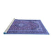 Sideview of Machine Washable Medallion Blue Traditional Rug, wshtr4833blu