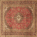 Square Medallion Brown Traditional Rug, tr4833brn