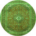 Machine Washable Medallion Green Traditional Area Rugs, wshtr4833grn